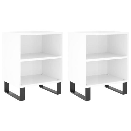 Sengeborde 2 stk. 40x30x50 cm konstrueret træ hvid højglans