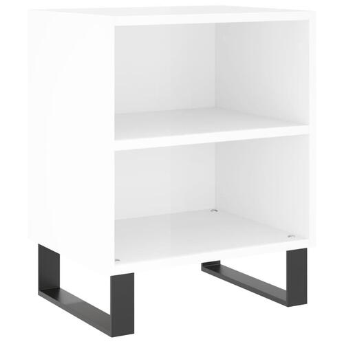 Sengeborde 2 stk. 40x30x50 cm konstrueret træ hvid højglans