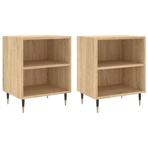 Sengeborde 2 stk. 40x30x50 cm konstrueret træ sonoma-eg