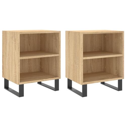 Sengeborde 2 stk. 40x30x50 cm konstrueret træ sonoma-eg