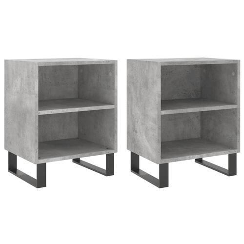 Sengeborde 2 stk. 40x30x50 cm konstrueret træ betongrå