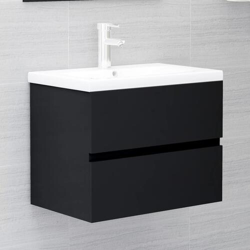Skab til håndvask 60x38,5x45 cm konstrueret træ sort