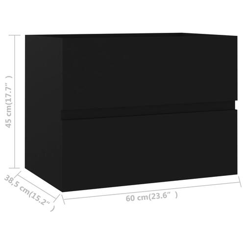 Skab til håndvask 60x38,5x45 cm konstrueret træ sort