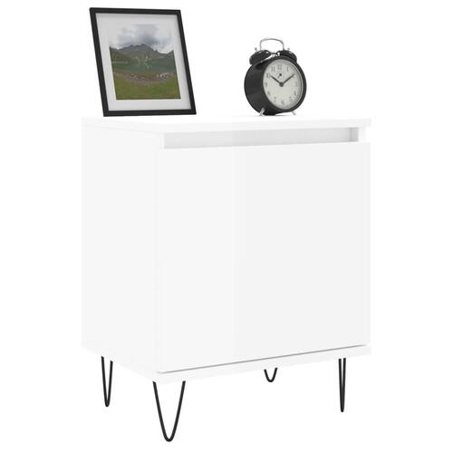 Sengebord 40x30x50 cm konstrueret træ hvid højglans