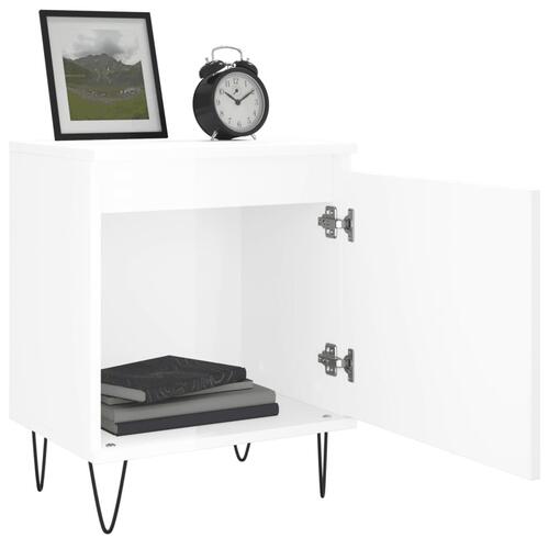 Sengebord 40x30x50 cm konstrueret træ hvid højglans