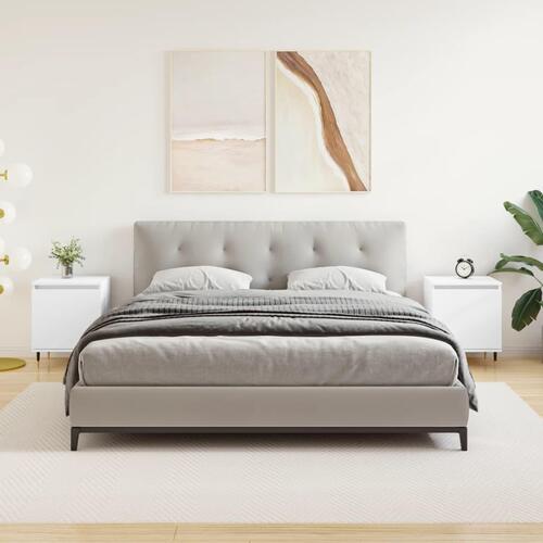 Sengeborde 2 stk. 40x30x50 cm konstrueret træ hvid