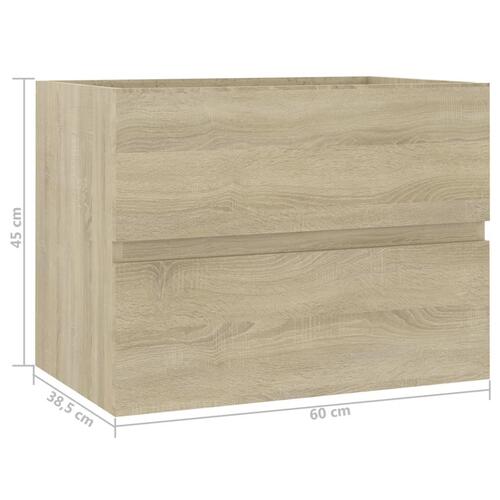 Skab til håndvask 60x38,5x45 cm konstrueret træ sonoma-eg