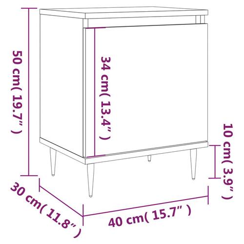 Sengeborde 2 stk. 40x30x50 cm konstrueret træ sonoma-eg