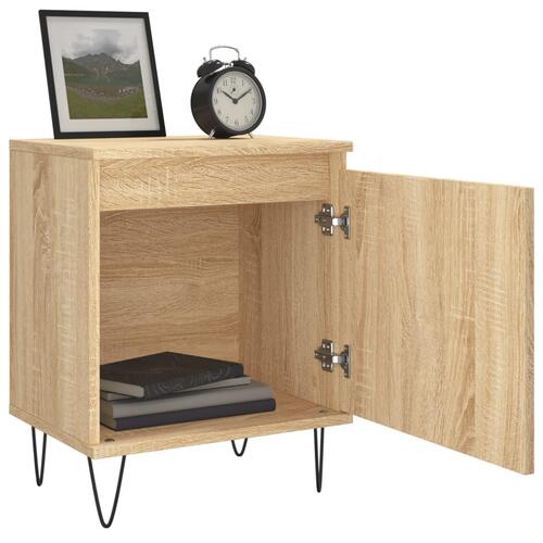 Sengeborde 2 stk. 40x30x50 cm konstrueret træ sonoma-eg