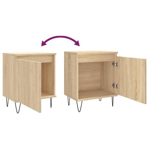 Sengeborde 2 stk. 40x30x50 cm konstrueret træ sonoma-eg