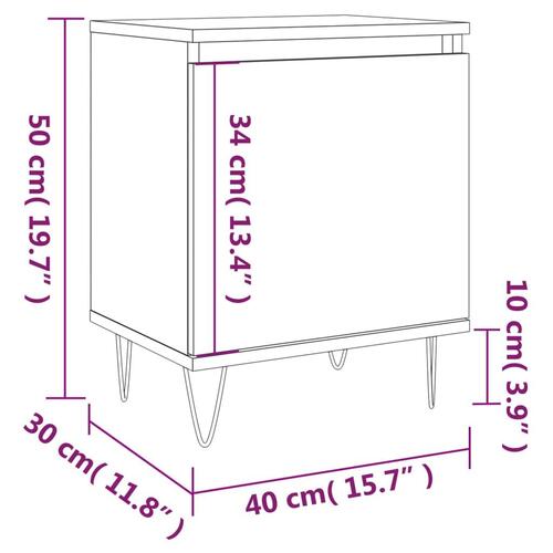 Sengeborde 2 stk. 40x30x50 cm konstrueret træ sonoma-eg
