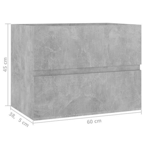 Skab til håndvask 60x38,5x45 cm konstrueret træ betongrå