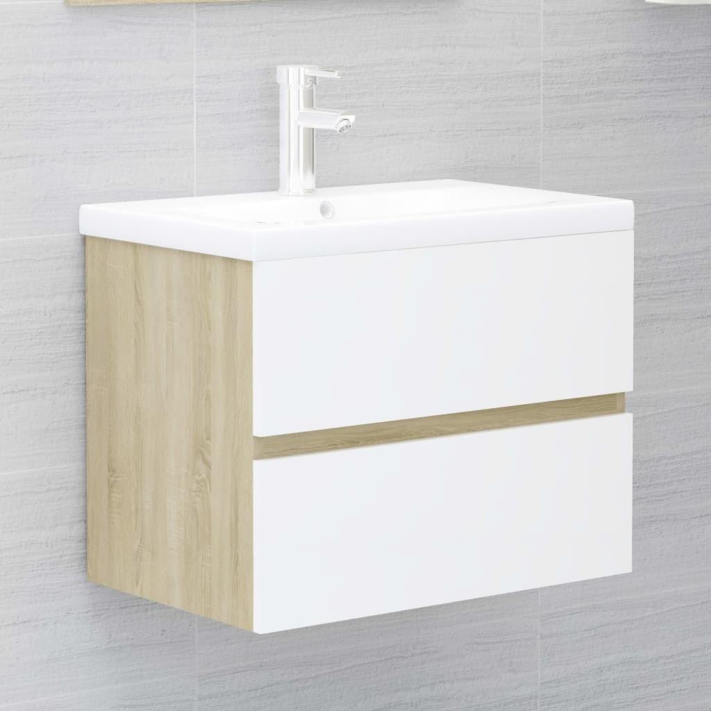 Vaskeskab 60x38,5x45 cm spånplade hvid og sonoma-eg