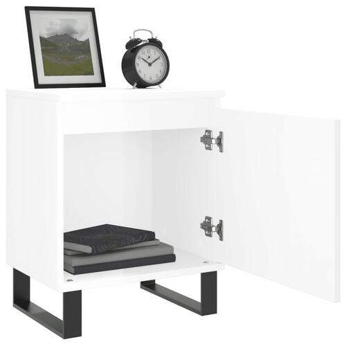 Sengeborde 2 stk. 40x30x50 cm konstrueret træ hvid højglans