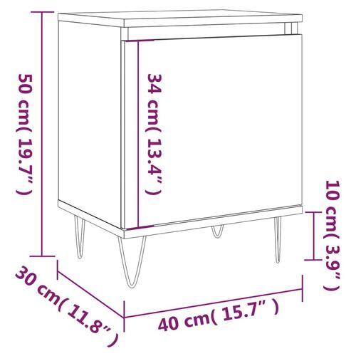 Sengebord 40x30x50 cm konstrueret træ hvid