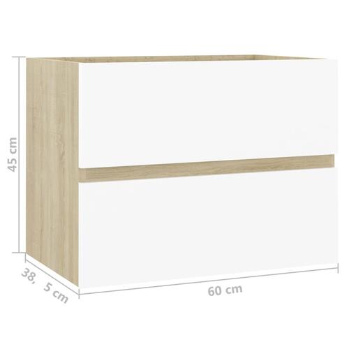 Vaskeskab 60x38,5x45 cm spånplade hvid og sonoma-eg