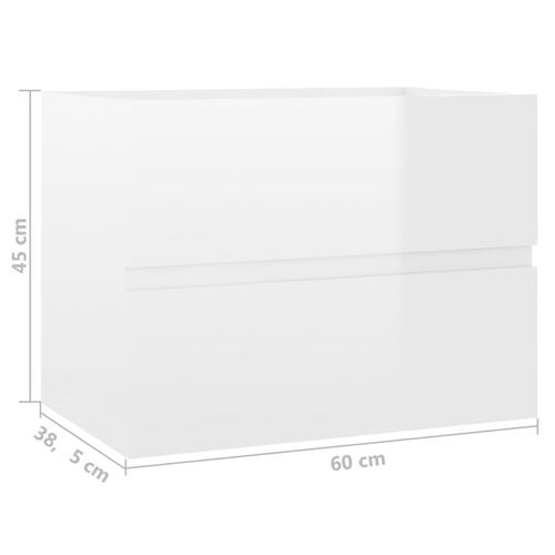 Skab til håndvask 60x38,5x45 cm konstrueret træ hvid højglans