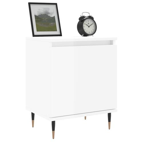 Sengebord 40x30x50 cm konstrueret træ hvid højglans
