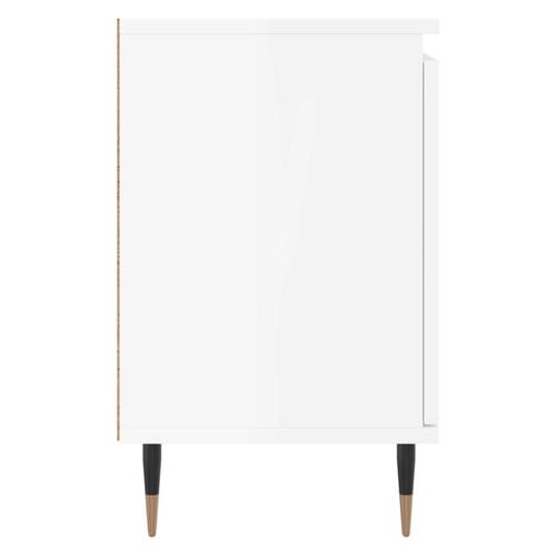 Sengebord 40x30x50 cm konstrueret træ hvid højglans
