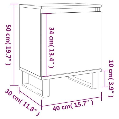 Sengeborde 2 stk. 40x30x50 cm konstrueret træ hvid