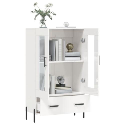 Skab 69,5x31x115 cm konstrueret træ hvid højglans
