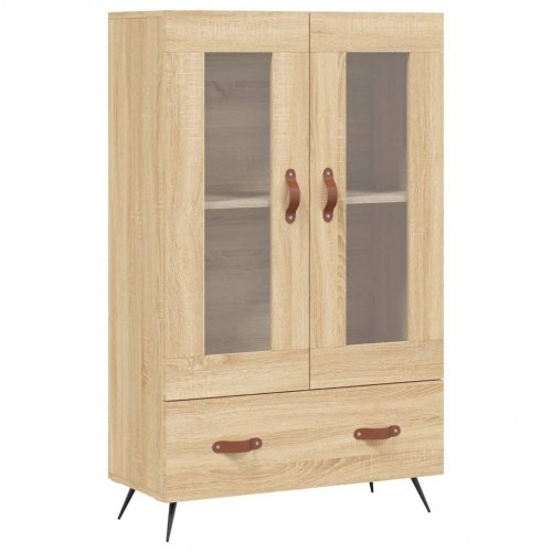 Skab med glasdøre og skuffe - 69,5×31×115 cm, sonoma eg