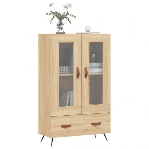 Skab med glasdøre og skuffe - 69,5×31×115 cm, sonoma eg