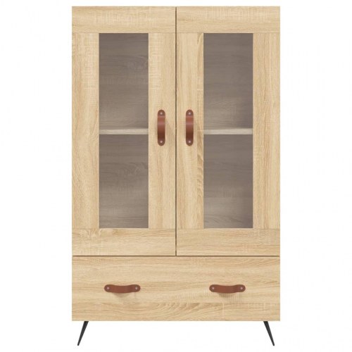 Skab med glasdøre og skuffe - 69,5×31×115 cm, sonoma eg
