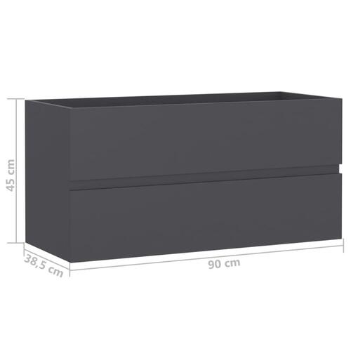 Vaskeskab 90x38,5x45 cm spånplade grå