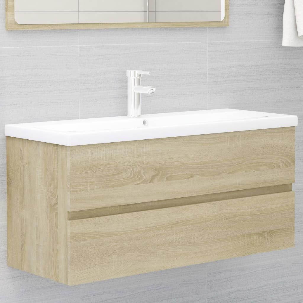 Skab til håndvask 100x38,5x45 cm konstrueret træ sonoma-eg