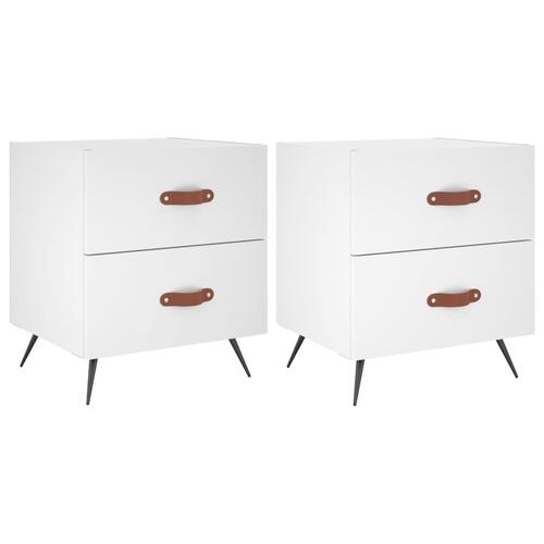 Sengeborde 2 stk. 40x35x47,5 cm konstrueret træ hvid