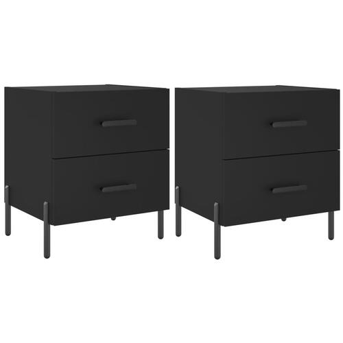 Sengeborde 2 stk. 40x35x47,5 cm konstrueret træ sort
