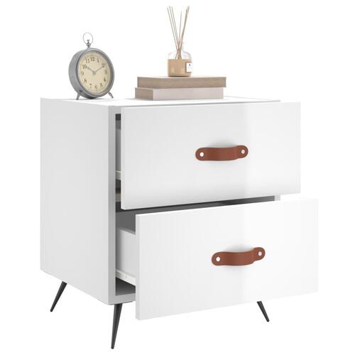 Sengeborde 2 stk. 40x35x47,5 cm konstrueret træ hvid højglans
