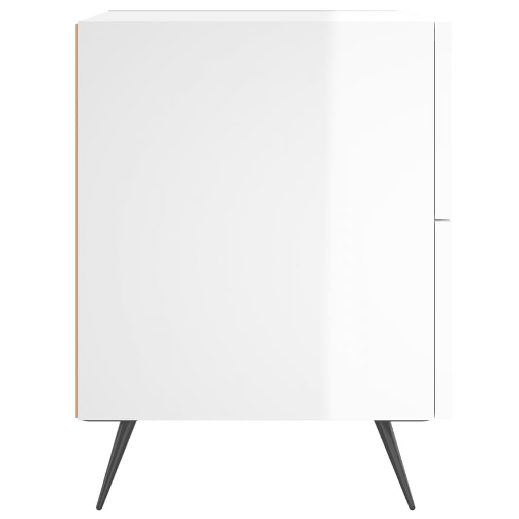 Sengeborde 2 stk. 40x35x47,5 cm konstrueret træ hvid højglans