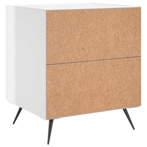 Sengebord 40x35x47,5 cm konstrueret træ hvid højglans