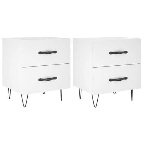 Sengeborde 2 stk. 40x35x47,5 cm konstrueret træ hvid