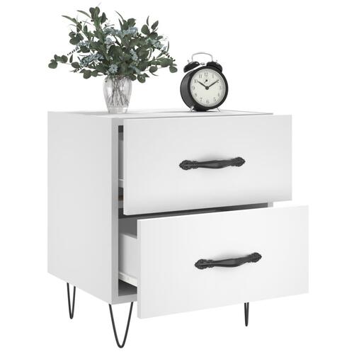 Sengeborde 2 stk. 40x35x47,5 cm konstrueret træ hvid