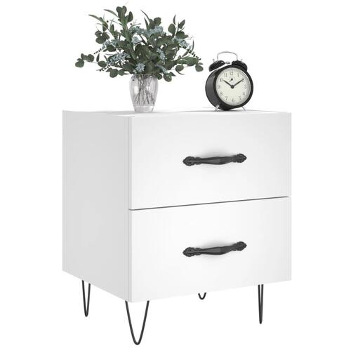 Sengeborde 2 stk. 40x35x47,5 cm konstrueret træ hvid
