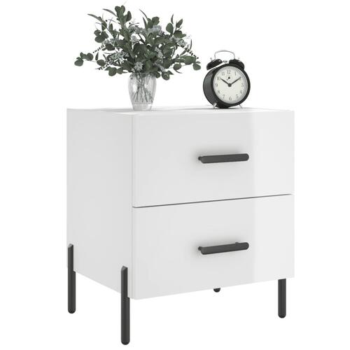 Sengeborde 2 stk. 40x35x47,5 cm konstrueret træ hvid højglans
