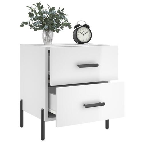 Sengeborde 2 stk. 40x35x47,5 cm konstrueret træ hvid højglans