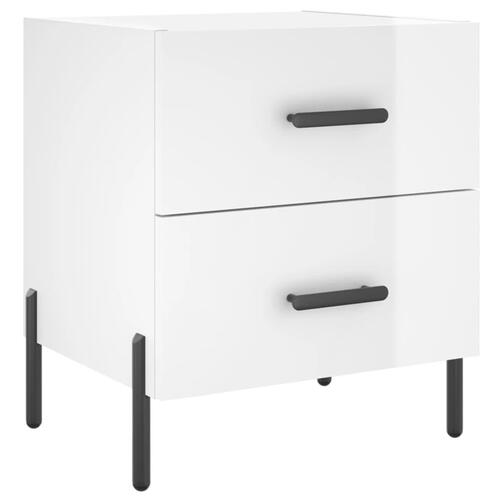 Sengeborde 2 stk. 40x35x47,5 cm konstrueret træ hvid højglans