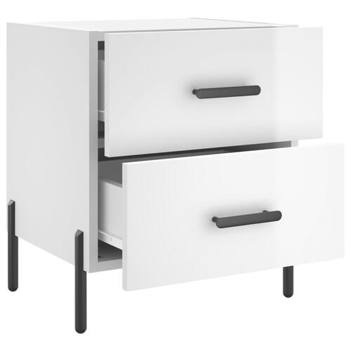 Sengeborde 2 stk. 40x35x47,5 cm konstrueret træ hvid højglans