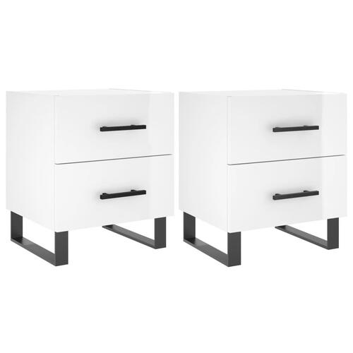 Sengeborde 2 stk. 40x35x47,5 cm konstrueret træ hvid højglans