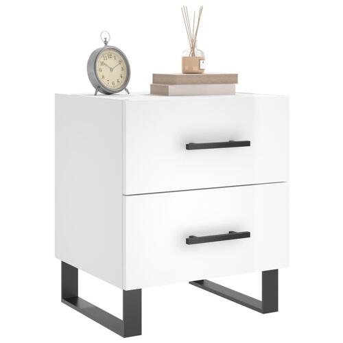 Sengeborde 2 stk. 40x35x47,5 cm konstrueret træ hvid højglans