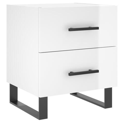 Sengeborde 2 stk. 40x35x47,5 cm konstrueret træ hvid højglans