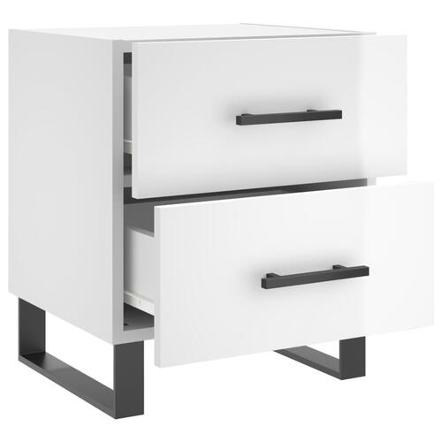 Sengeborde 2 stk. 40x35x47,5 cm konstrueret træ hvid højglans