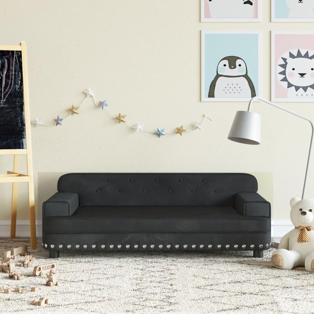 Sofa til børn 90x53x30 cm velour sort