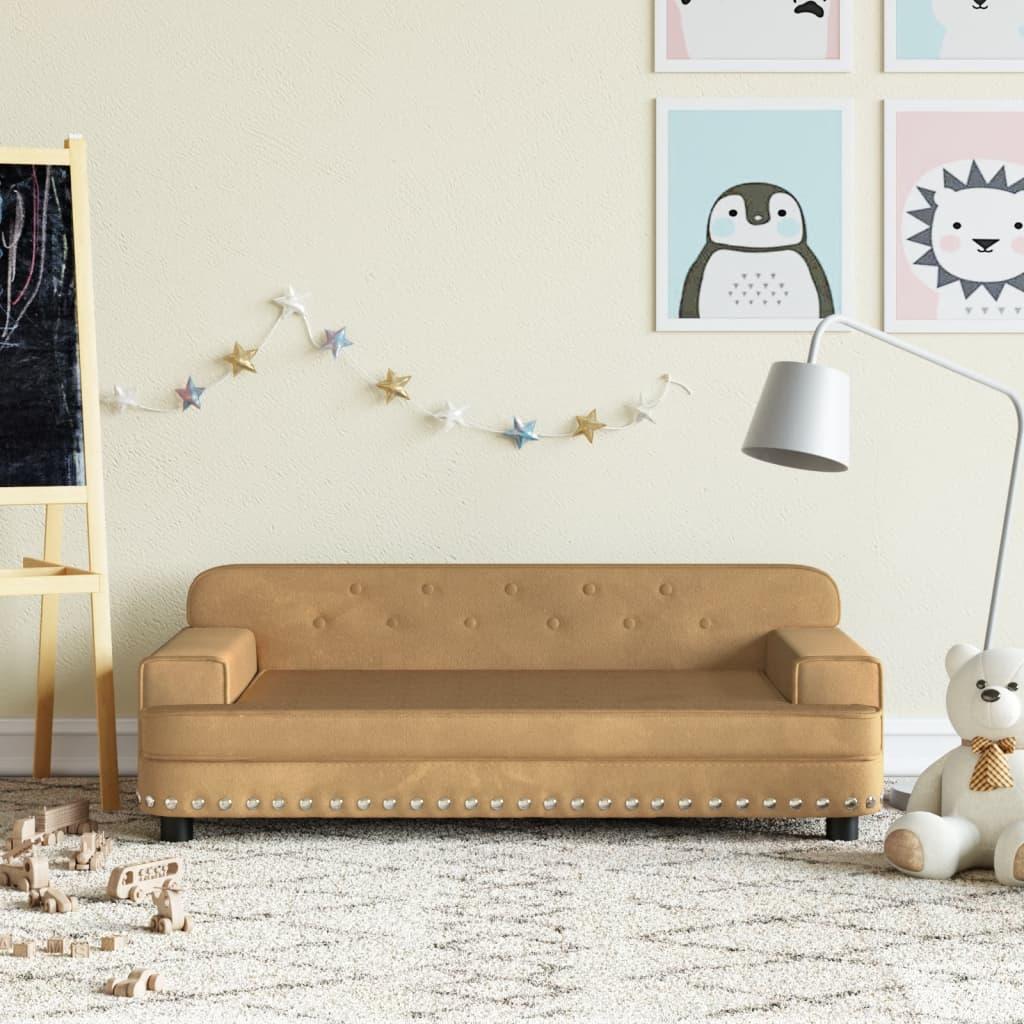 Sofa til børn 90x53x30 cm velour brun
