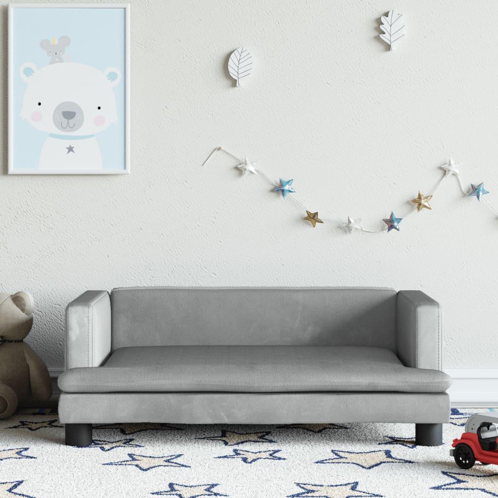 Sofa til børn 80x45x30 cm velour lysegrå