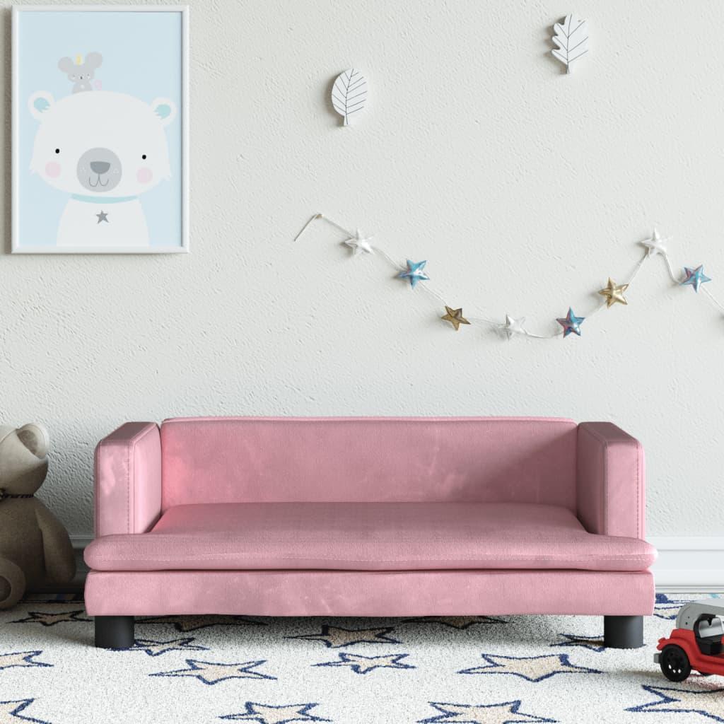 Sofa til børn 80x45x30 cm velour lyserød